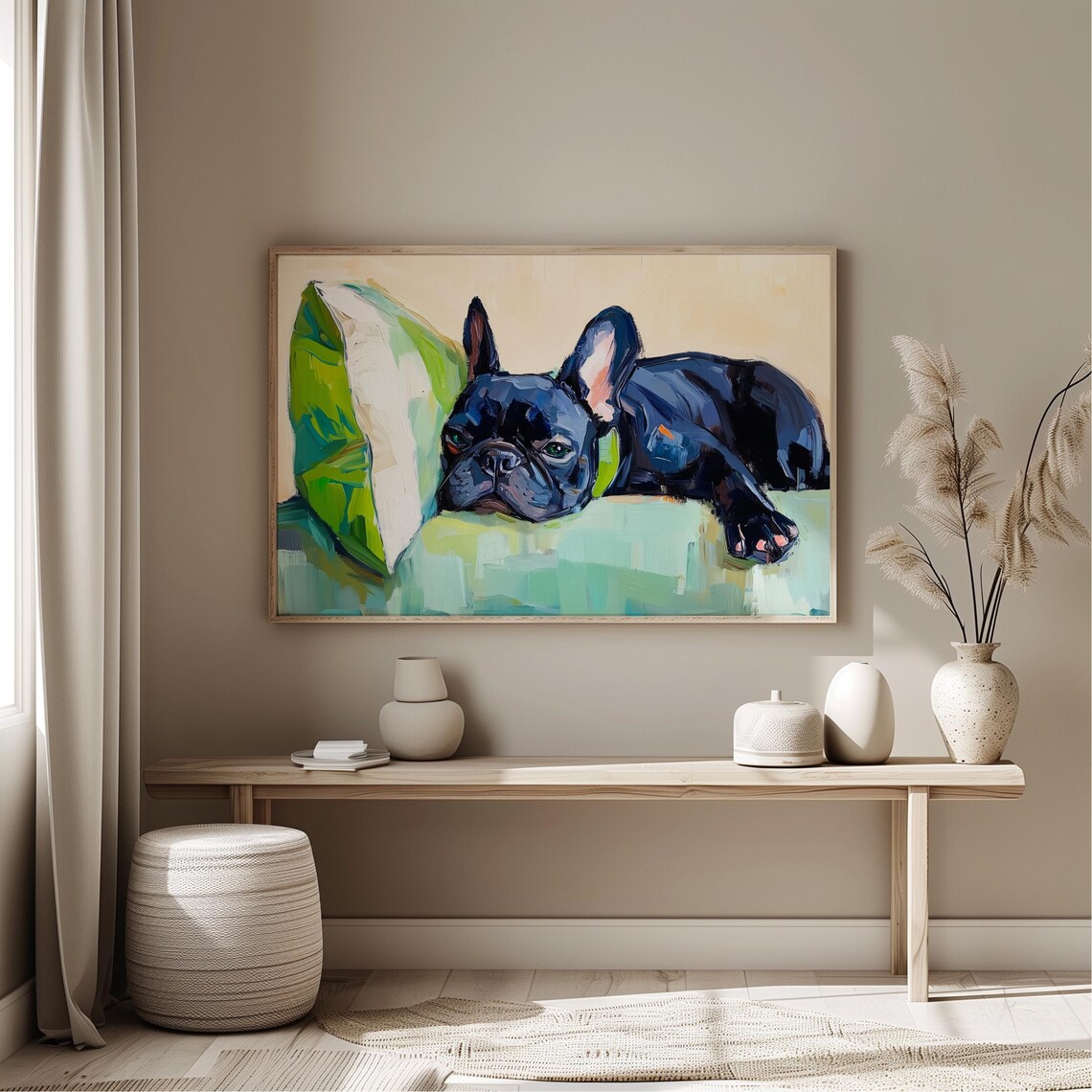 French Bulldog Oil Painting Abstract Dog Art Print