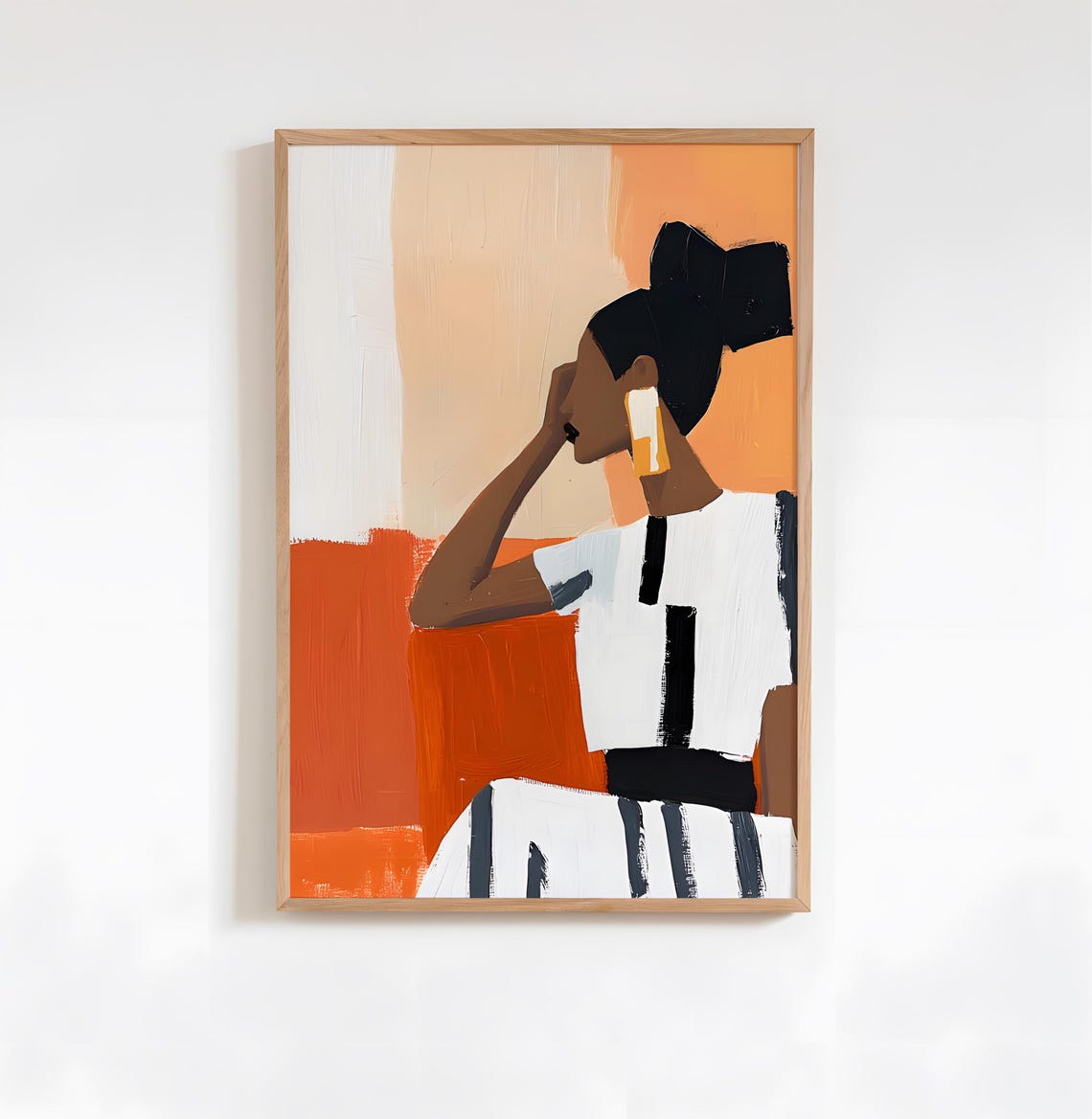 Orange Abstract Modern Woman Portrait Contemporary Art Poster