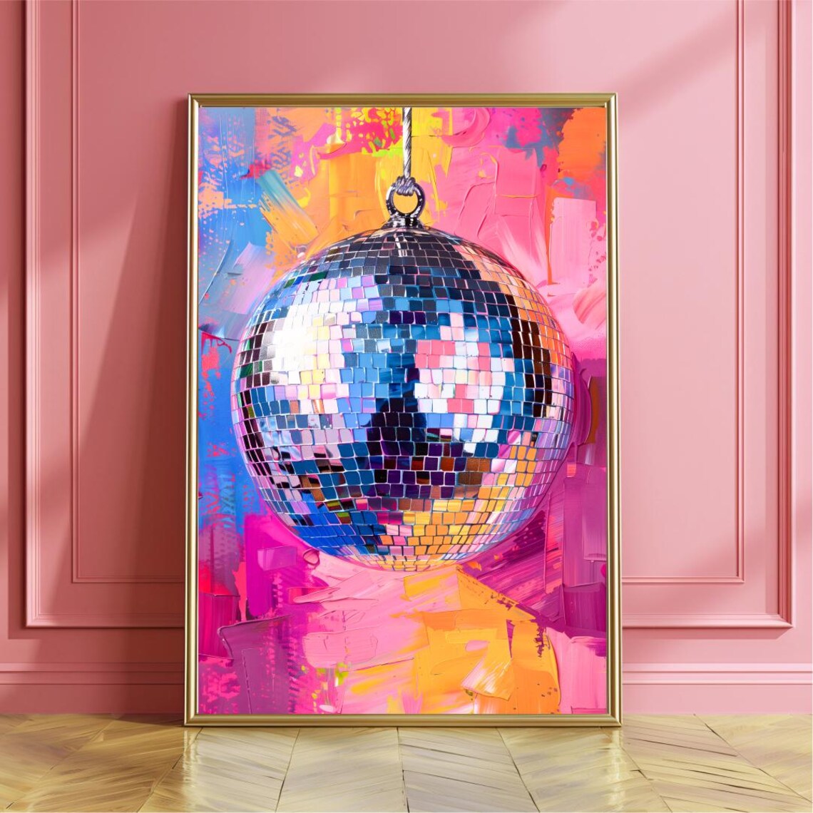 Silver Disco Ball Retro Aesthetic Art Print