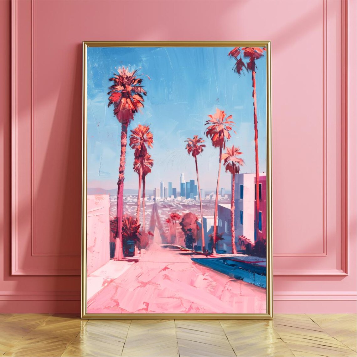 Los Angeles California Travel Poster, Modern Girly Decor