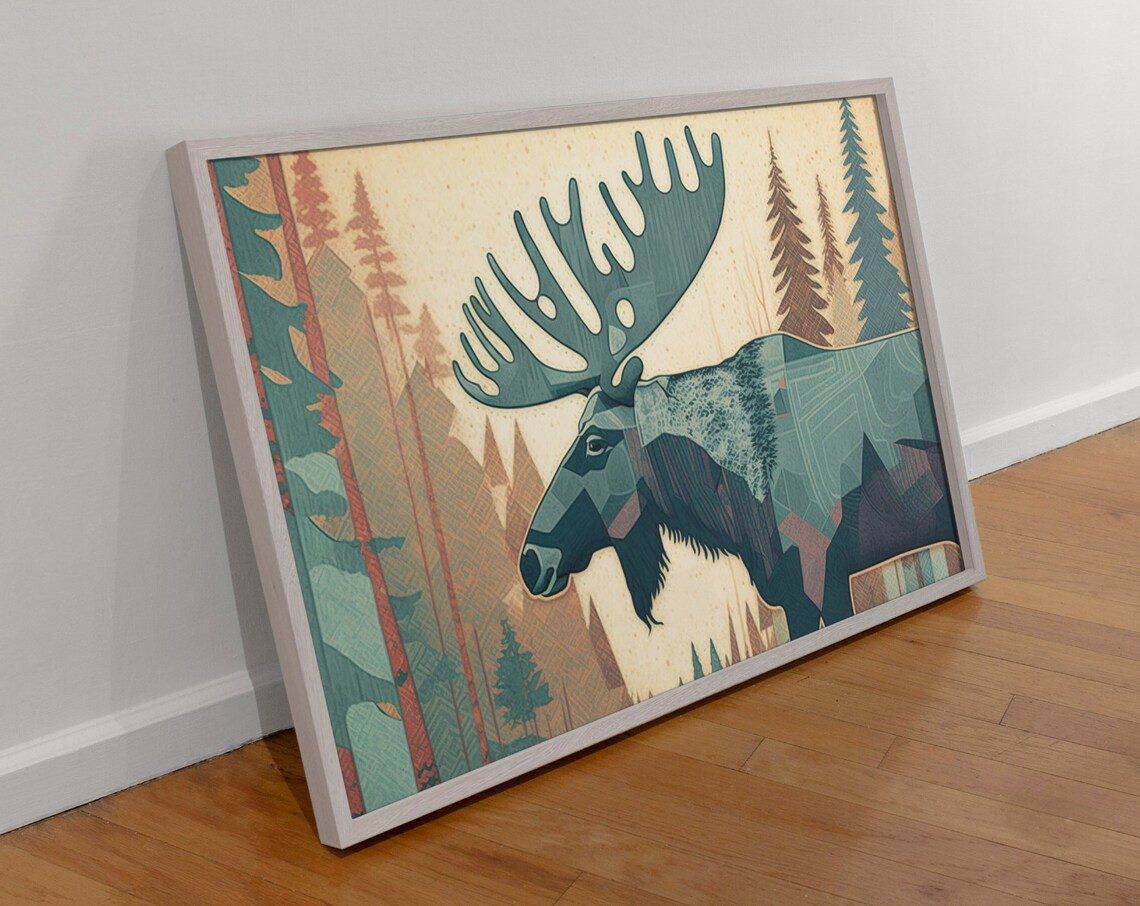 Vintage Moose Print, Minnesota Cabin Art Poster - Image 2