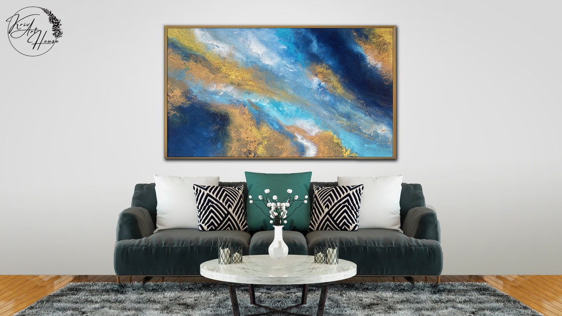Navy Blue Gold White Diagonal Elegant Abstract Square Poster - Image 4