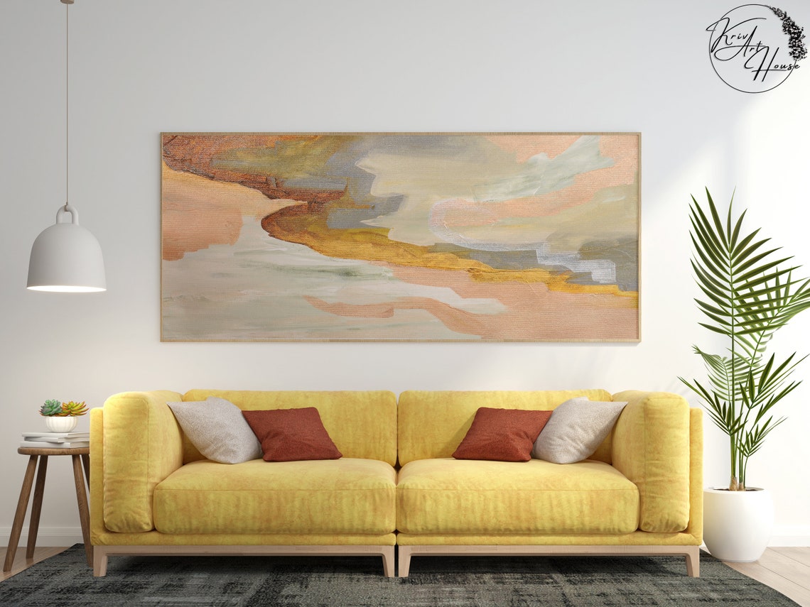 Rust Peach Cream Soft Desert Tones Abstract Painting Calm Wall Poster - Image 2