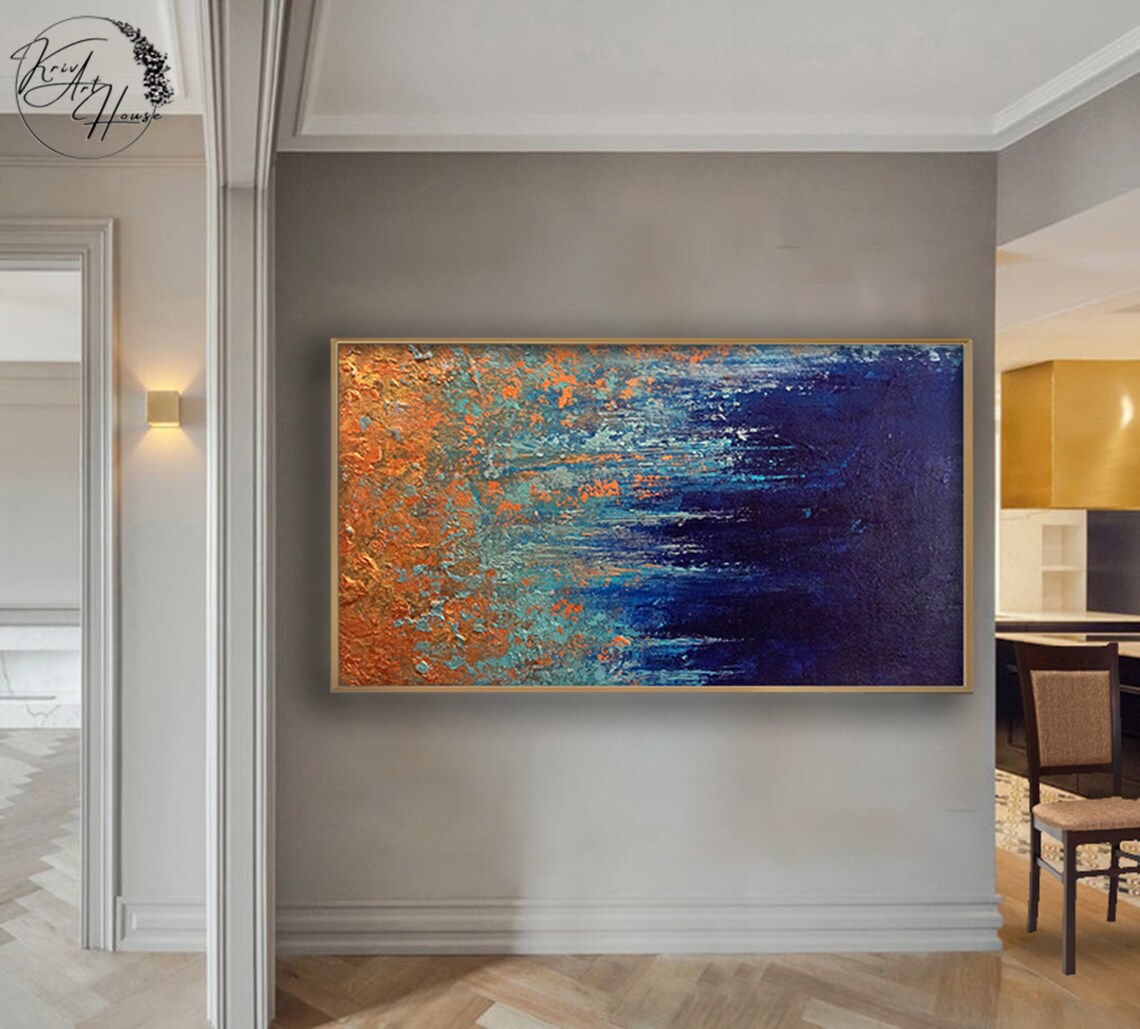 Blue Abstract Painting, Oversized Wall Art Print - Image 3