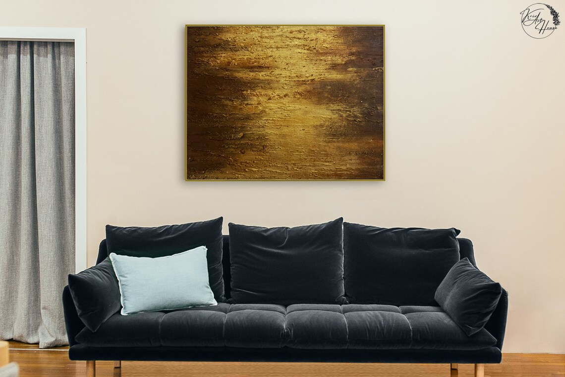 Golden Texture Abstract Wall Art Print, Modern Decor - Image 2
