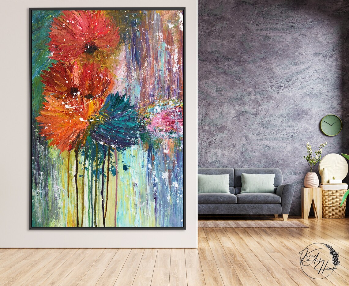 Abstract Floral Painting, Palette Knife Art Print - Image 2