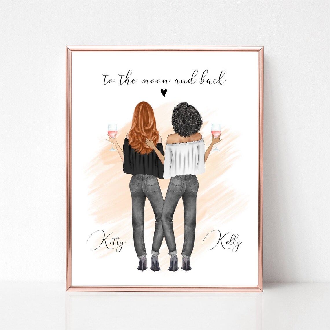 Sisters Birthday Print Best Friends Print Mother And Daughter Portrait Custom Quote Gift Personalized Friends Print Best Friend Picture - Image 2