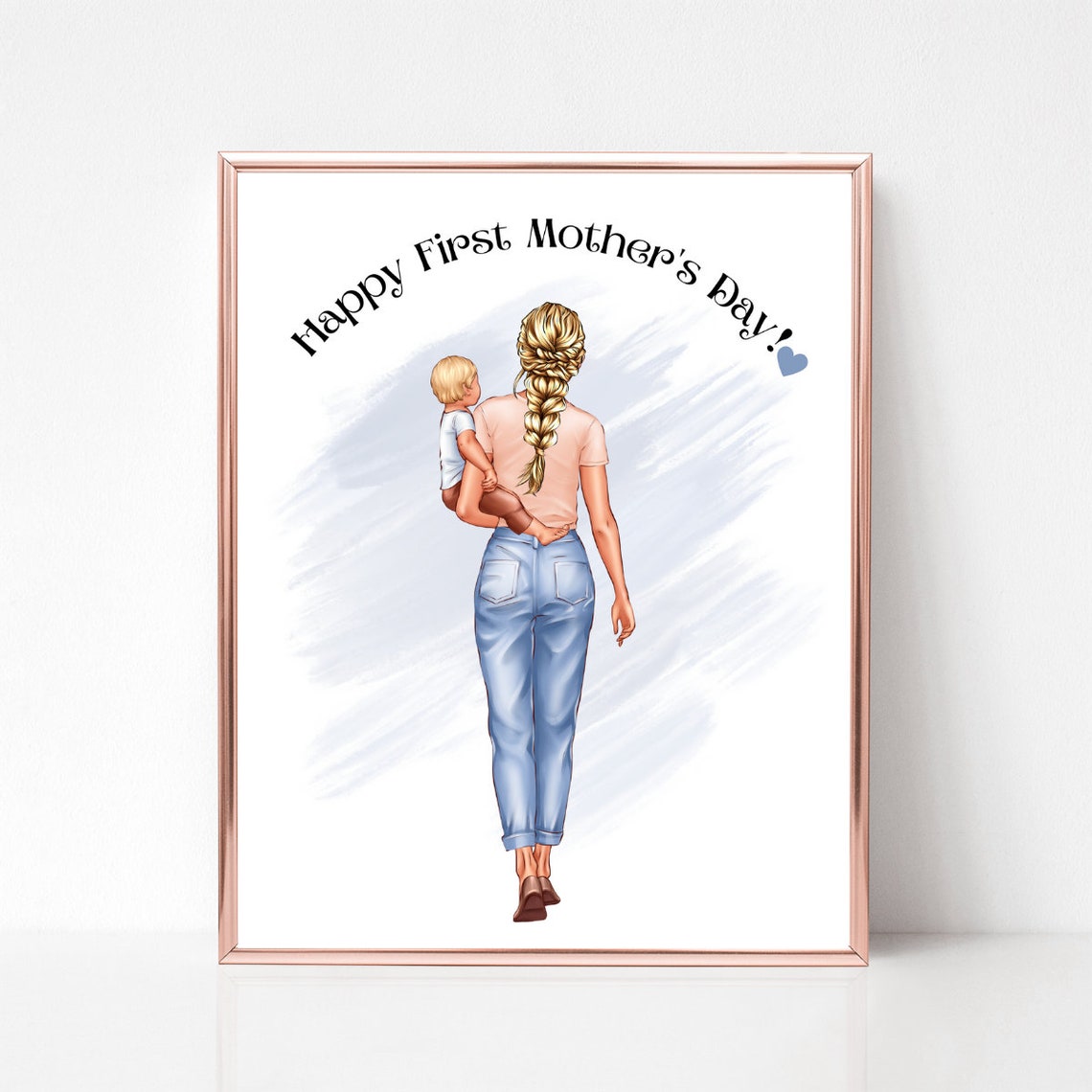 Happy First Mothers Day Mom and Toddler Personalized Portrait Poster