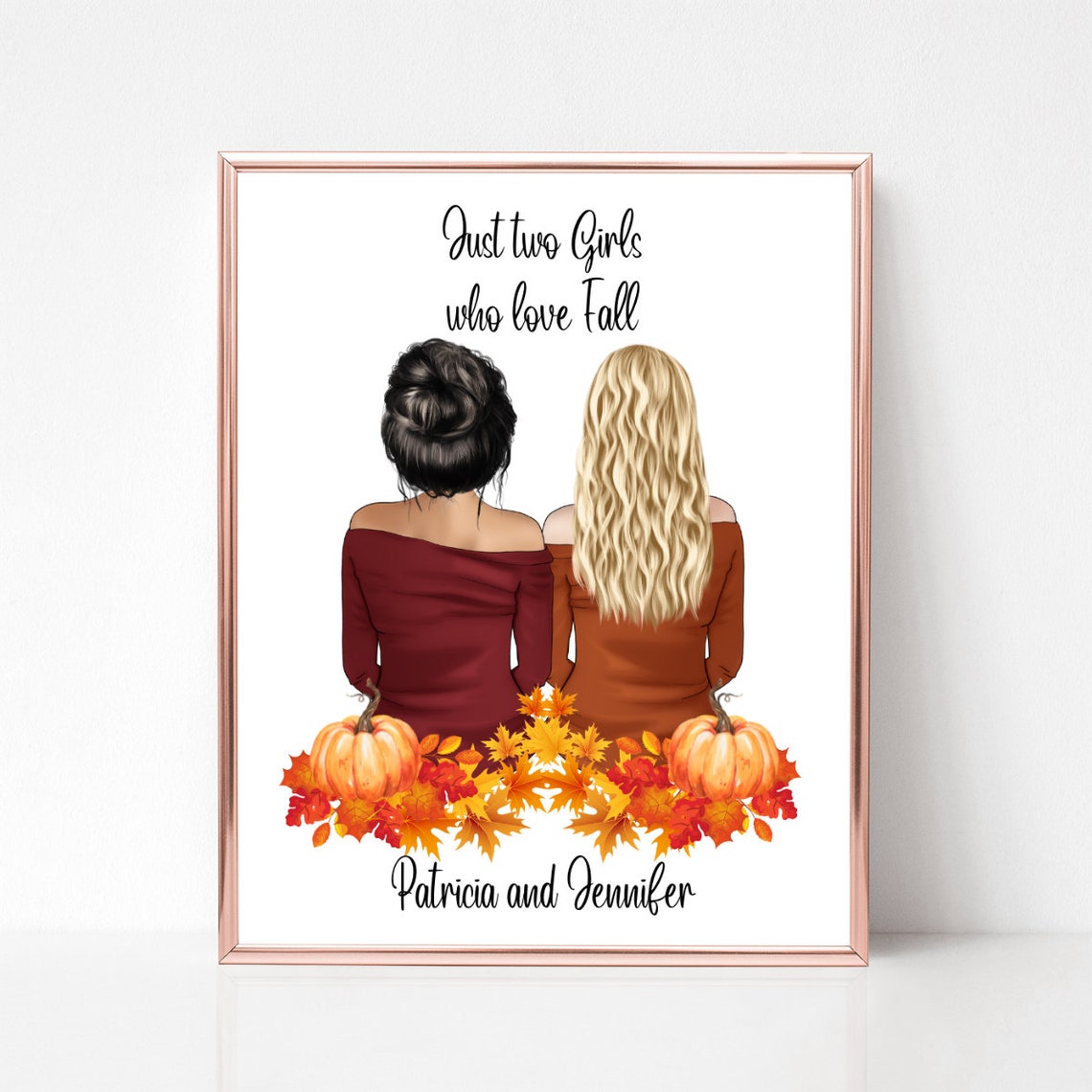 Autumn Girls Print Fall Lover Gifts Best Friend Gifts Autumn Print Bestie Fall Birthday Gift Pumpkin Spice Print Custom Friends Print - Image 3