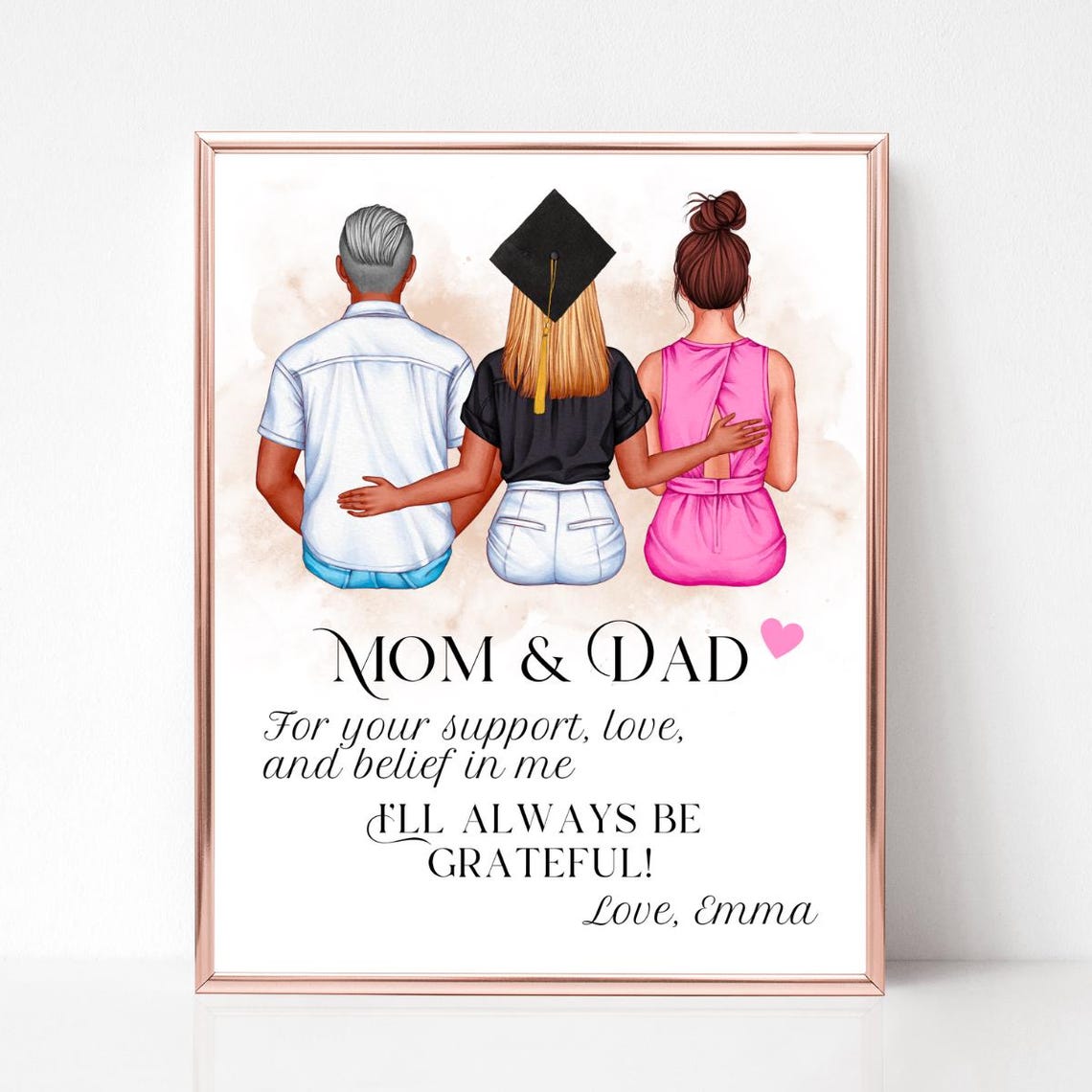 Graduation Thank You Mom and Dad Proud Parents Keepsake Poster