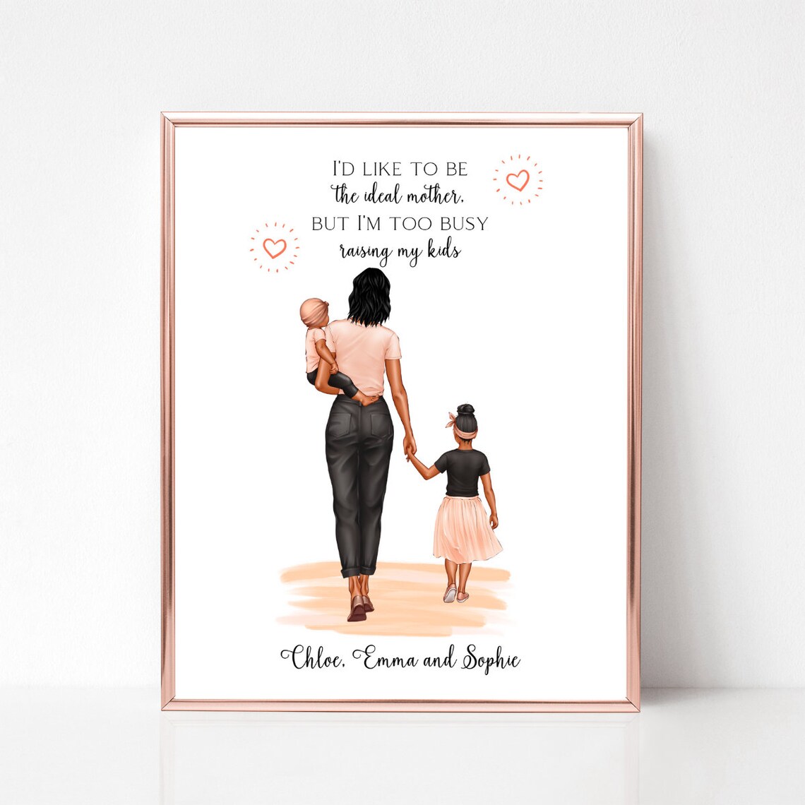 Too Busy Raising My Kids Funny Mom With Two Kids Gift Poster