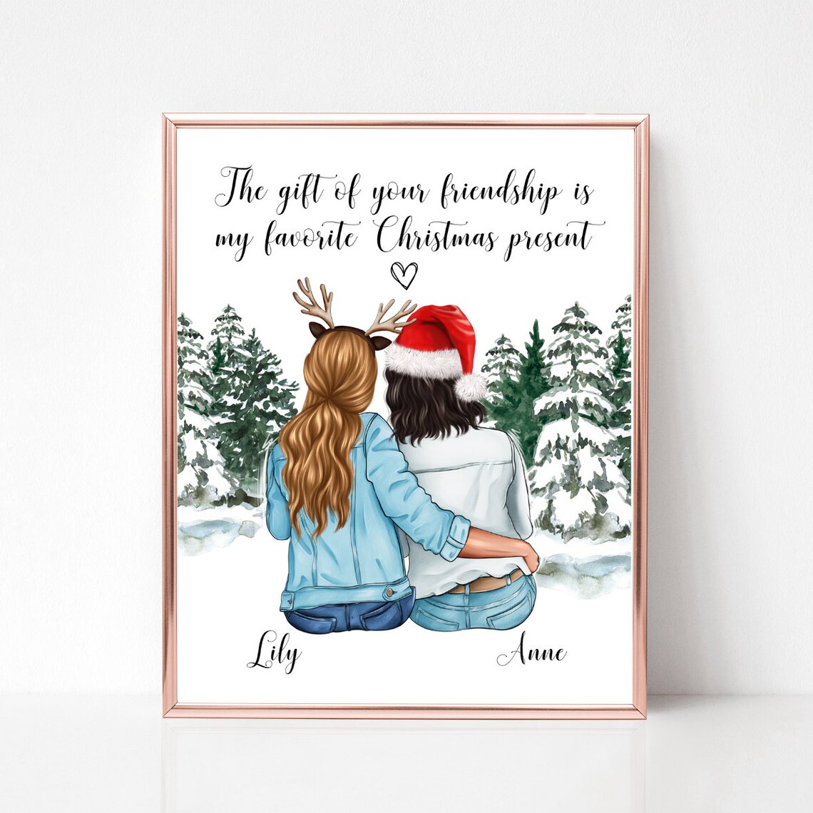 Christmas Gift of Your Friendship Snowy Best Friends Holiday Poster