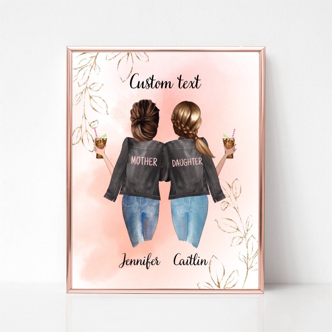 Mother and Daughter Matching Jackets Champagne Personalized Poster - Image 2