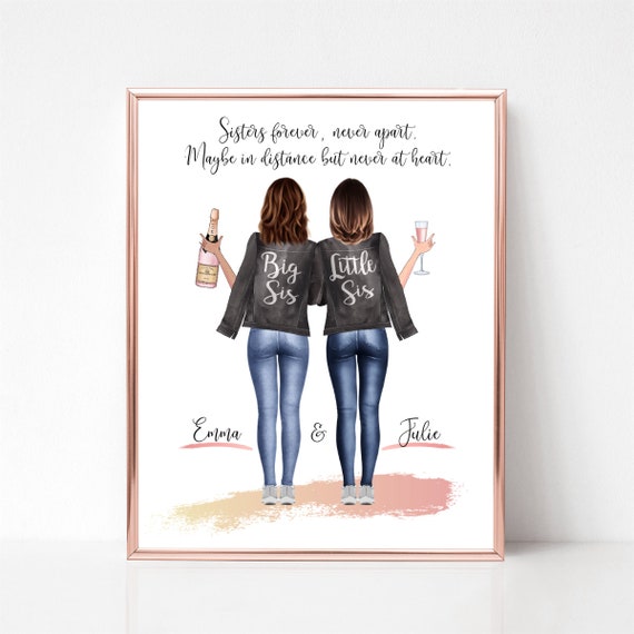 Big Sis Little Sis Sisters Forever Never Apart Quote Poster Gift