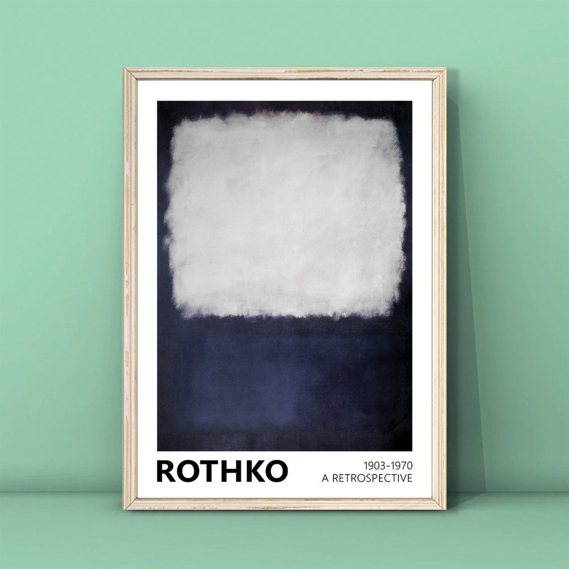 Mark Rothko White and Navy Blue Minimalist Retrospective Poster