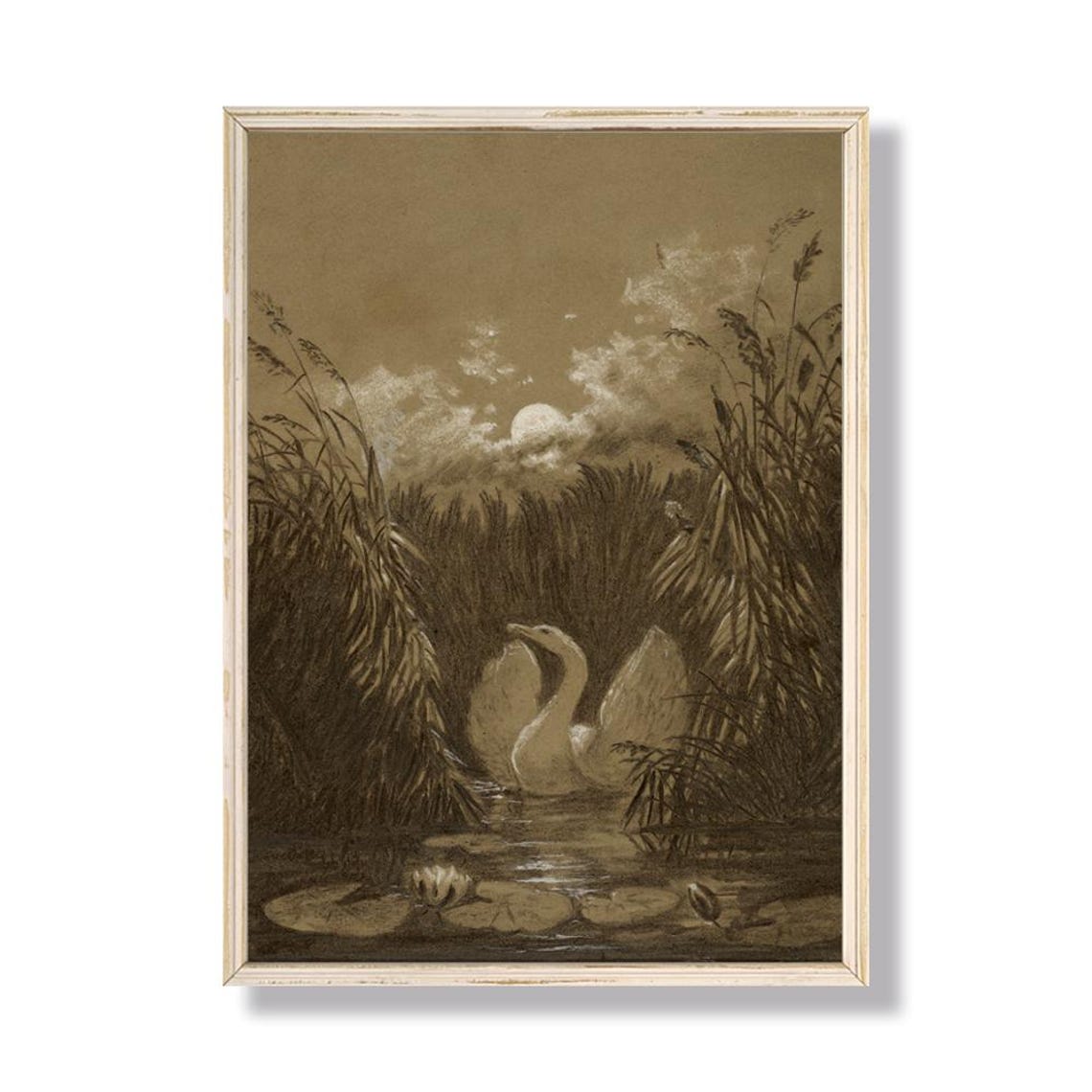 Carl Gustav Carus Swan Among the Reeds by Moonlight Art Poster - Image 3