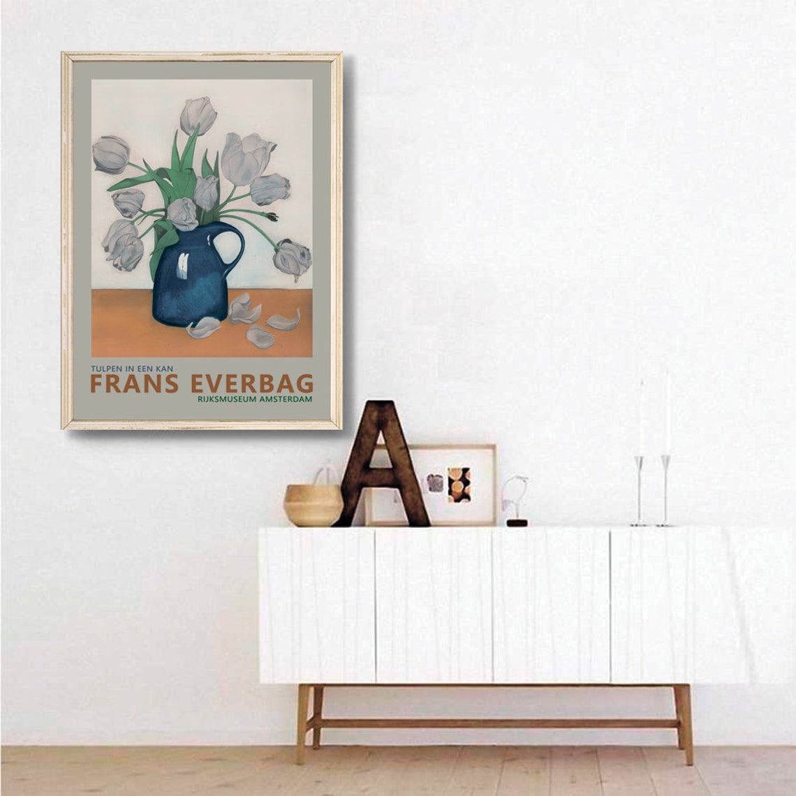 Frans Everbag Tulips in a Jug Dutch Floral Still Life Art Print - Image 3