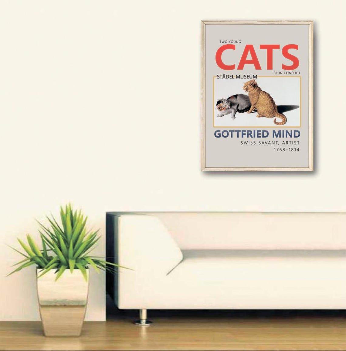 Gottfried Mind Two Young Cats Vintage Cat Illustration Art Poster - Image 2