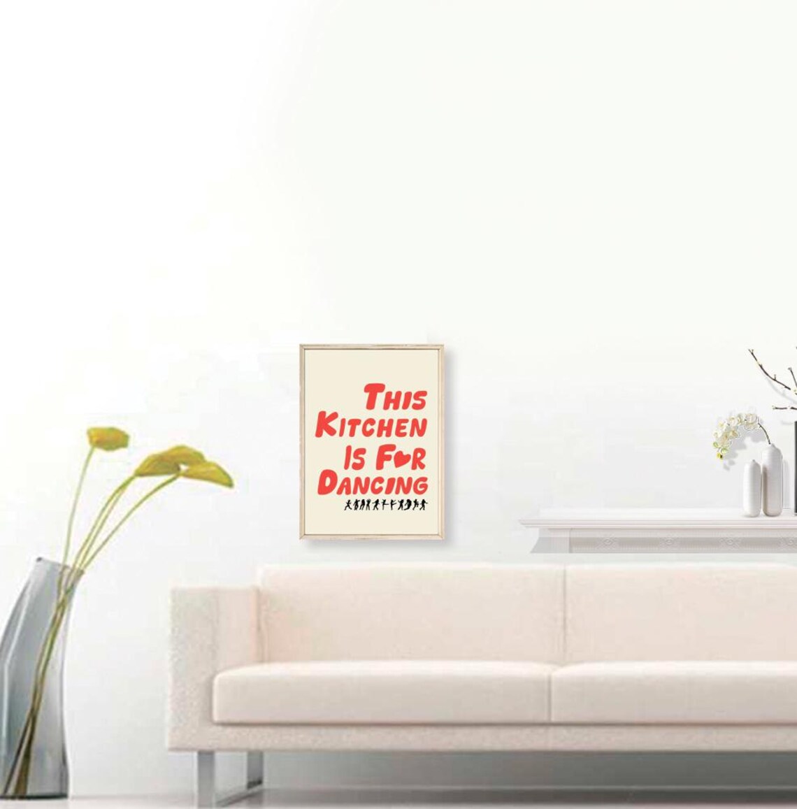 Aesthetic Kitchen Decor Cute Dance Art Red Kitchen Wall Art Print Minimalist Heart Print Trendy Kitchen Poster - Image 3