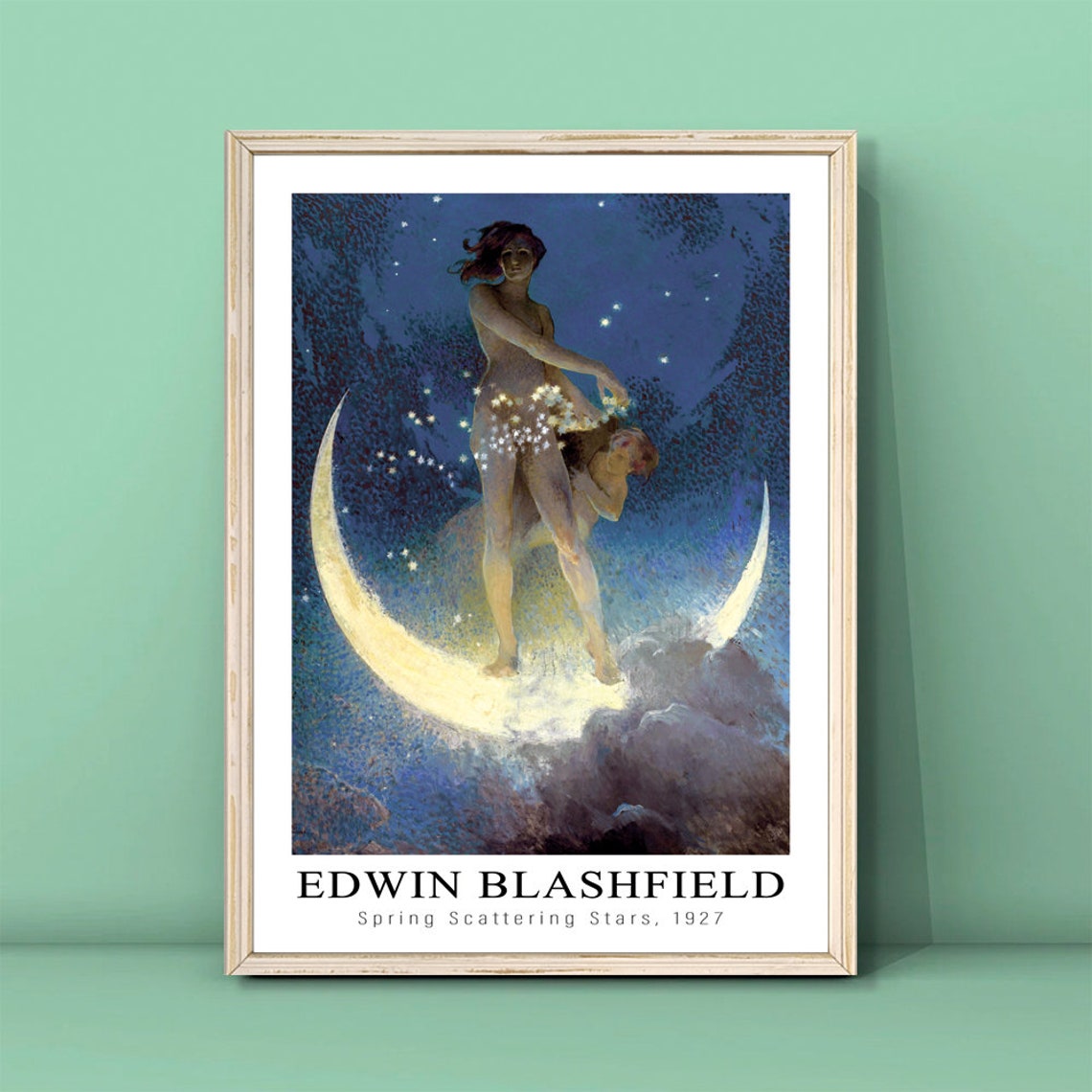 Edwin Blashfield Spring Scattering Stars 1927 Moon Night Poster