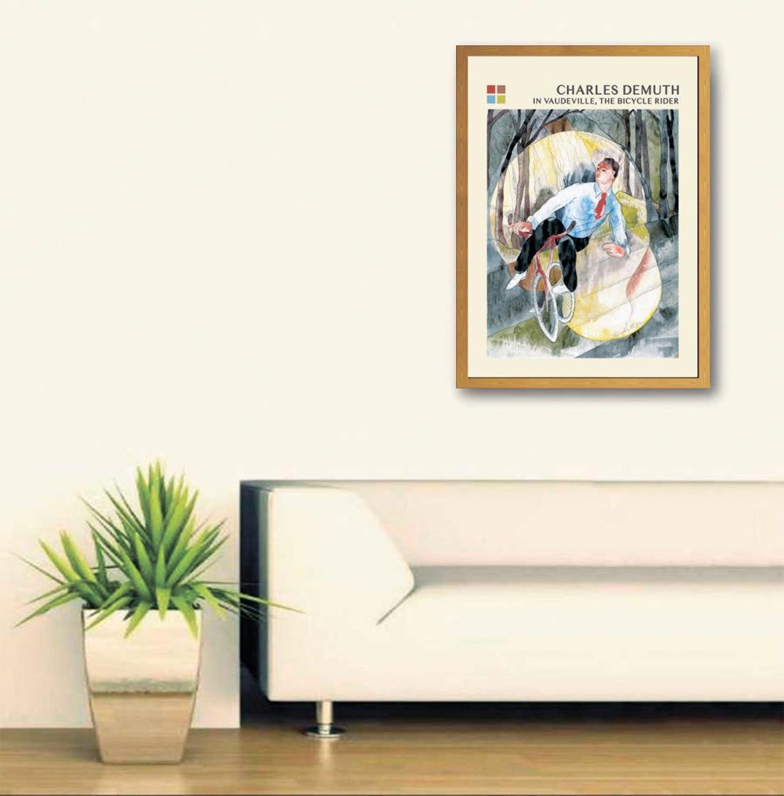 Charles Demuth Bicycle Rider Vaudeville Watercolor Art Poster - Image 2