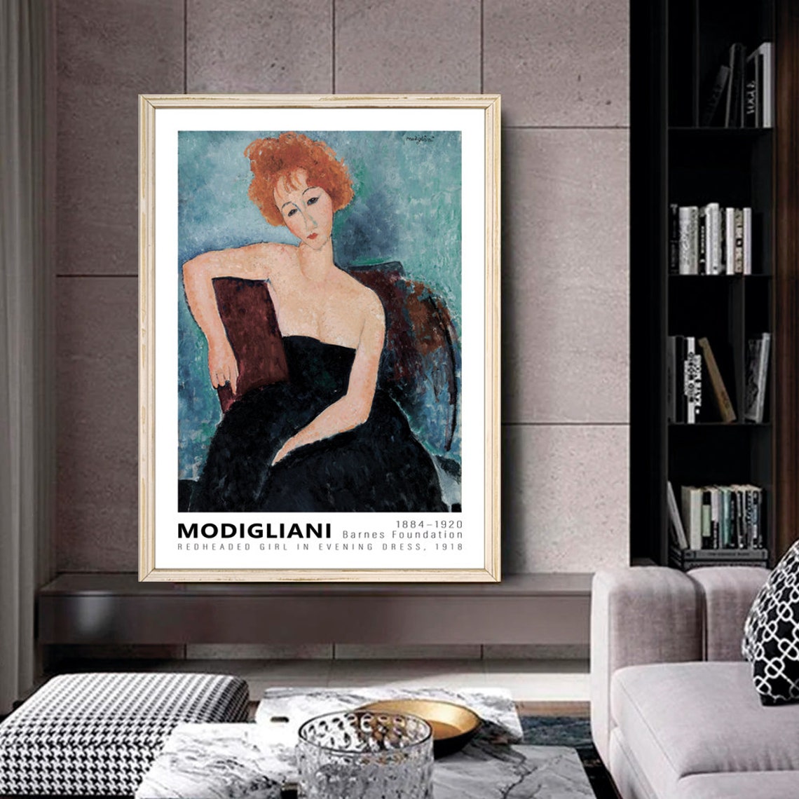 Modigliani Redheaded Girl Evening Dress 1918 Art Poster Vintage Wall Decor - Image 2