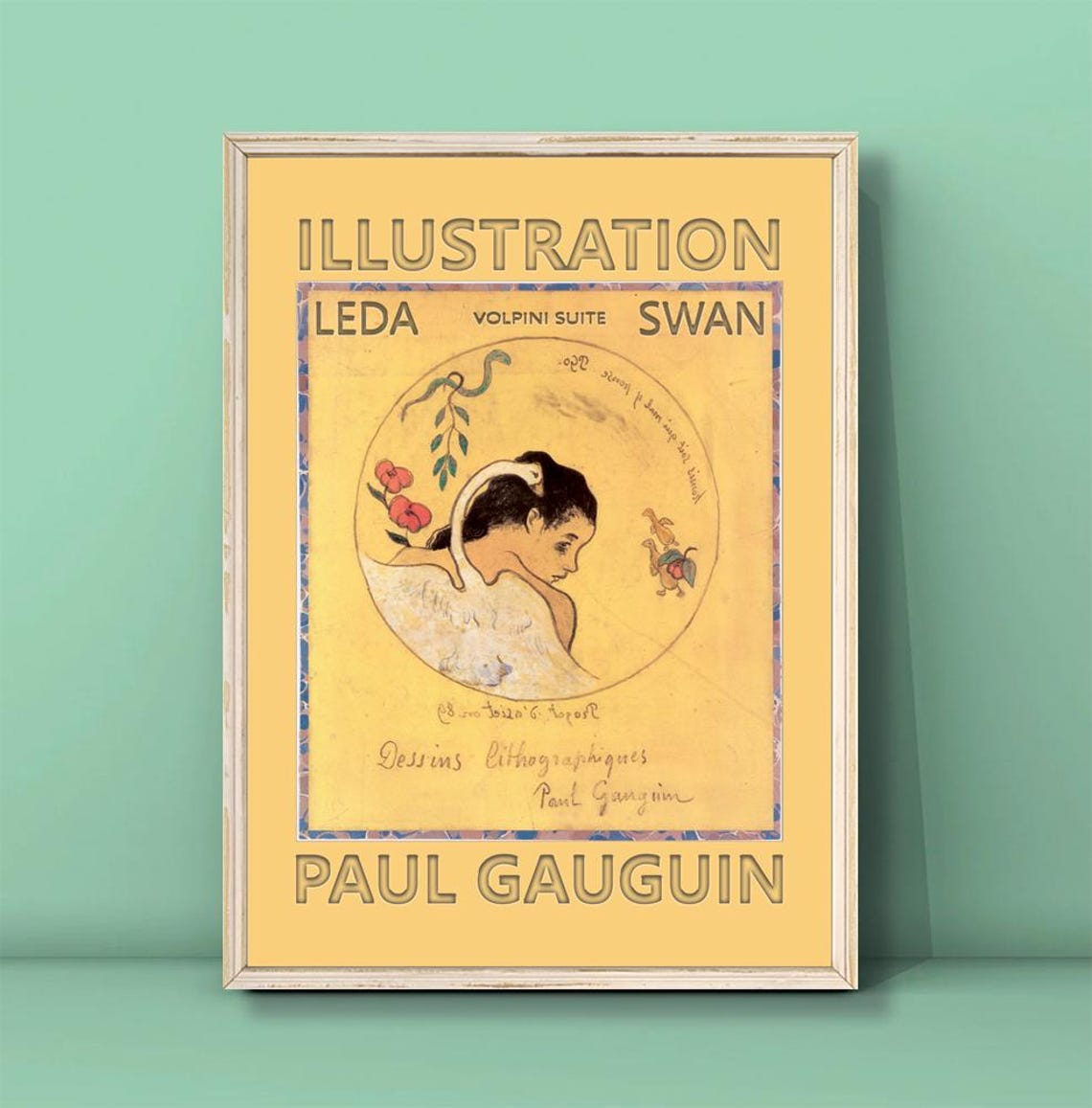 Paul Gauguin Volpini Suite Print Gauguin Portait Painting Vintage Woman Poster Leda And The Swan Poster Woman With Swan