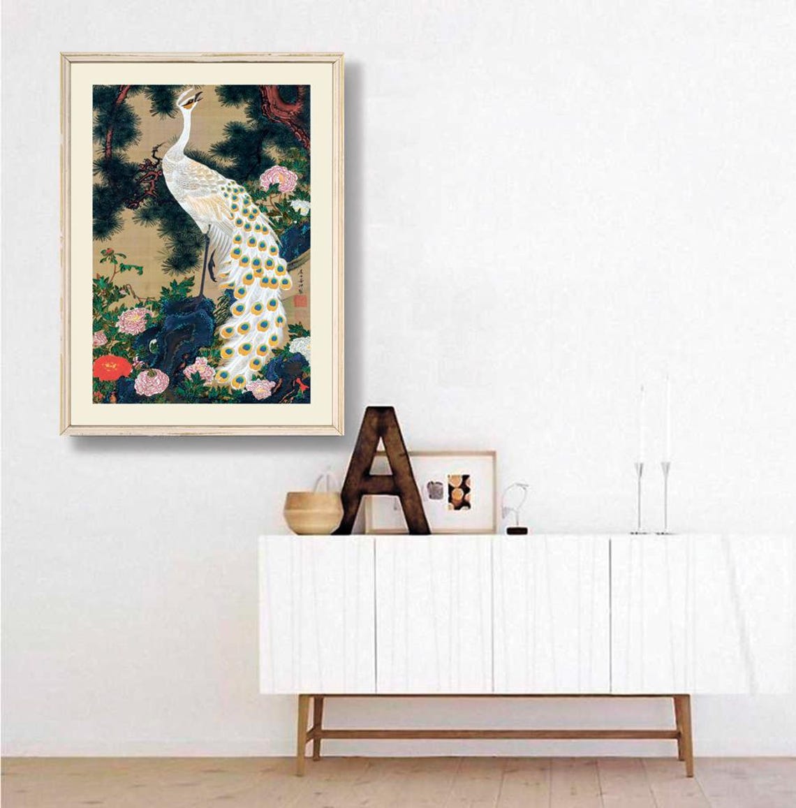 Ito Jakuchu White Peacock Pine Tree Floral Japanese Art Poster - Image 2