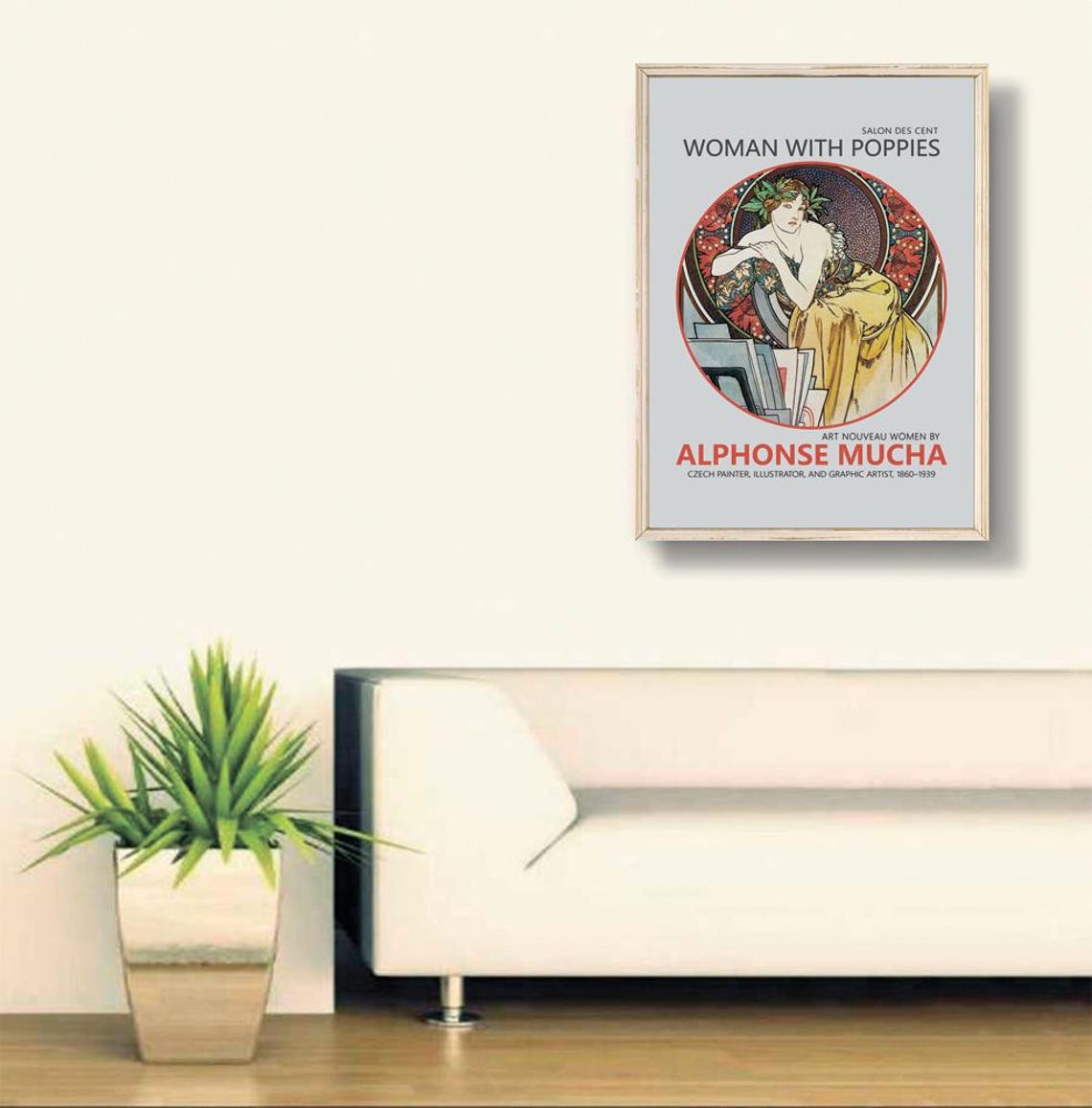 Alphonse Mucha Woman with Poppies Art Nouveau Salon des Cent Poster - Image 3