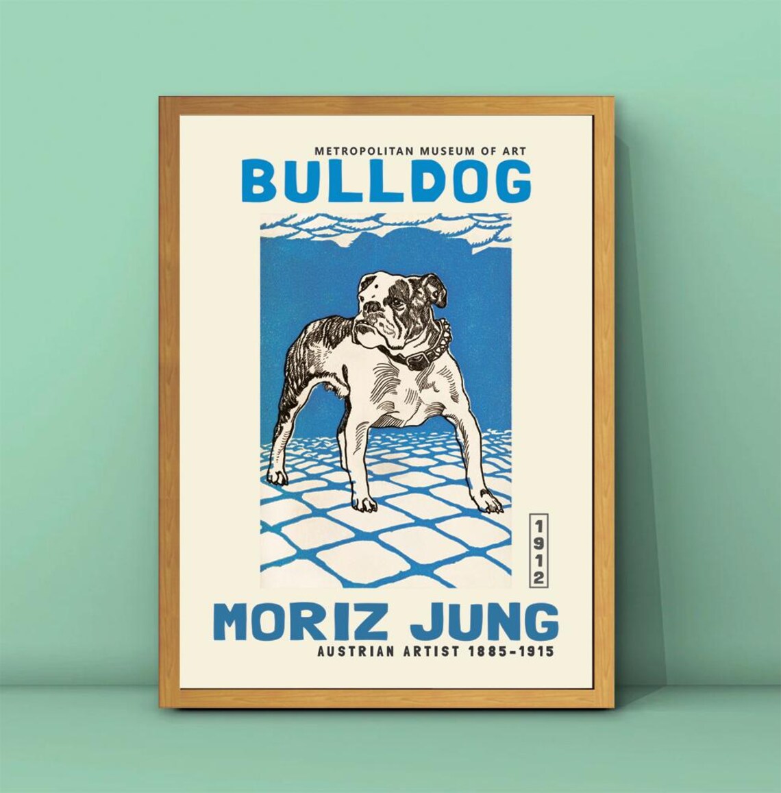 Moriz Jung 1912 Bulldog Metropolitan Museum Woodcut Art Poster