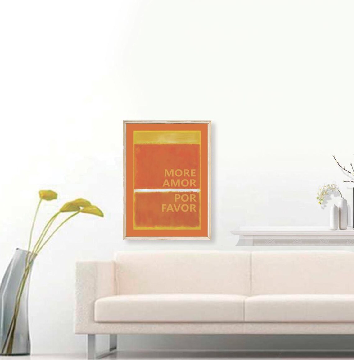 More Amor Por Favor Orange Rothko Color Field Bold Quote Art Poster - Image 3