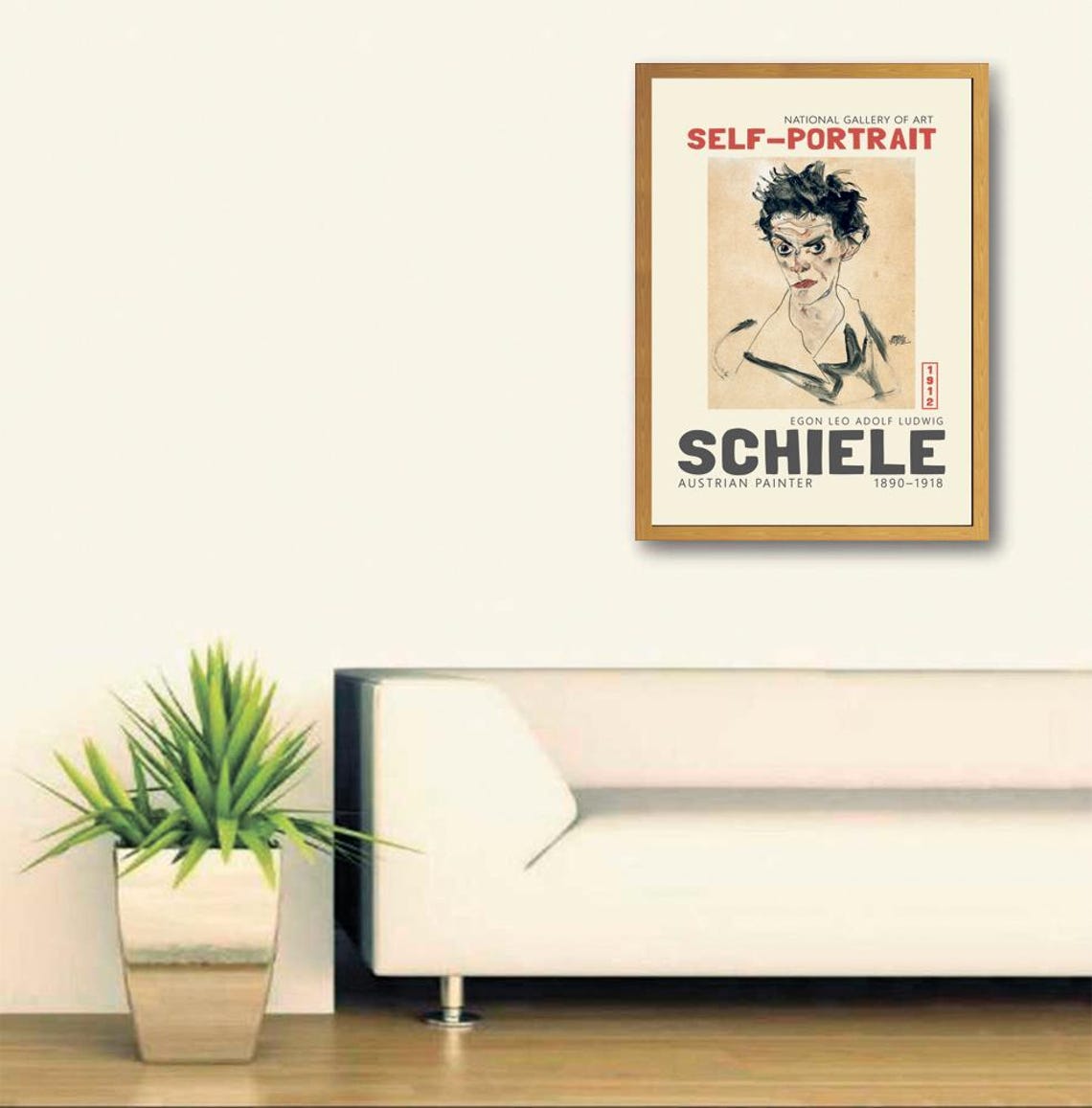 Egon Schiele Self Portrait 1912 Expressive Line Drawing Art Poster - Image 3