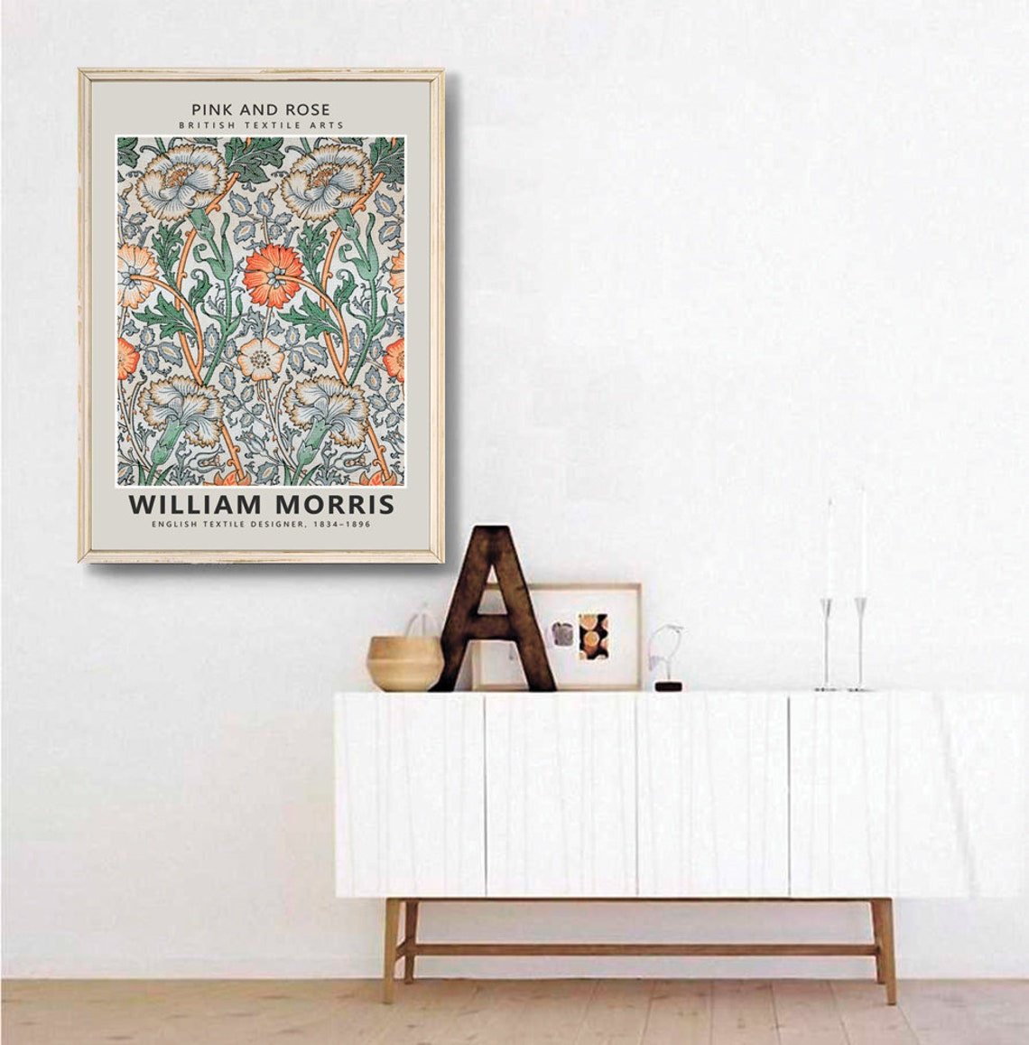 William Morris Pink and Rose Textile Pattern Poster Vintage Wall Decor - Image 3