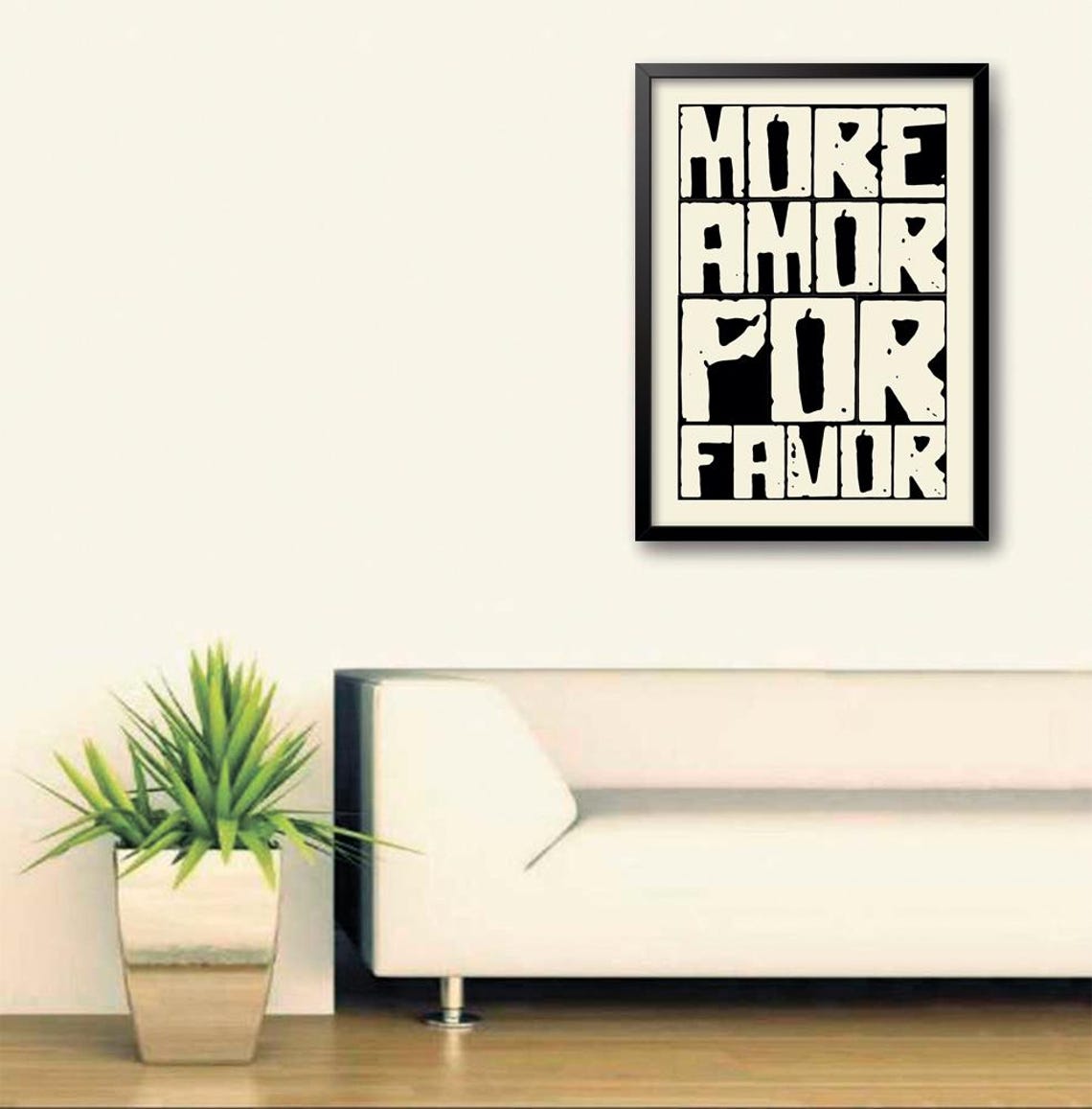 More Amor Por Favor Print Maximalist Poster More Amor Por Favor Wall Art Eclectic Wall Art Love Quote Black And White Print - Image 3