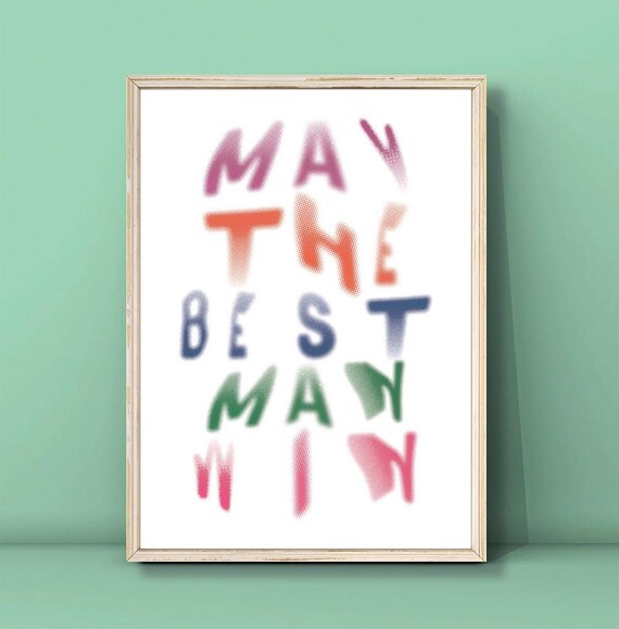 May The Best Man Win Colorful Sports Quote Poster Fun Game Room Decor