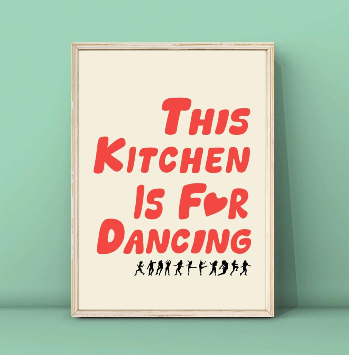 Aesthetic Kitchen Decor Cute Dance Art Red Kitchen Wall Art Print Minimalist Heart Print Trendy Kitchen Poster