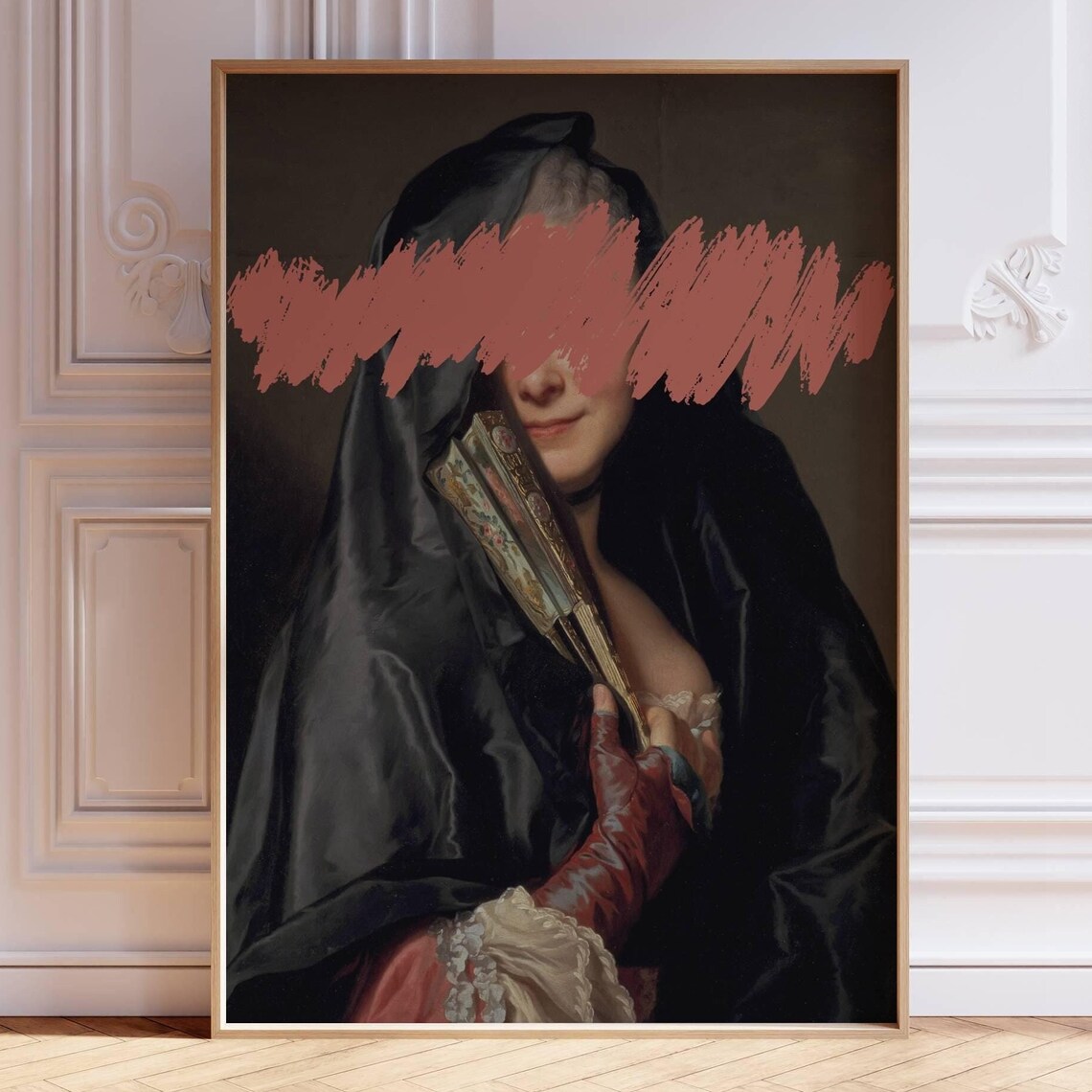 Funny Altered Wall Art Vintage Woman Portrait Quirky Wall Art Antique Oil Painting Eclectic Wall Art Baroque Apartment Decor