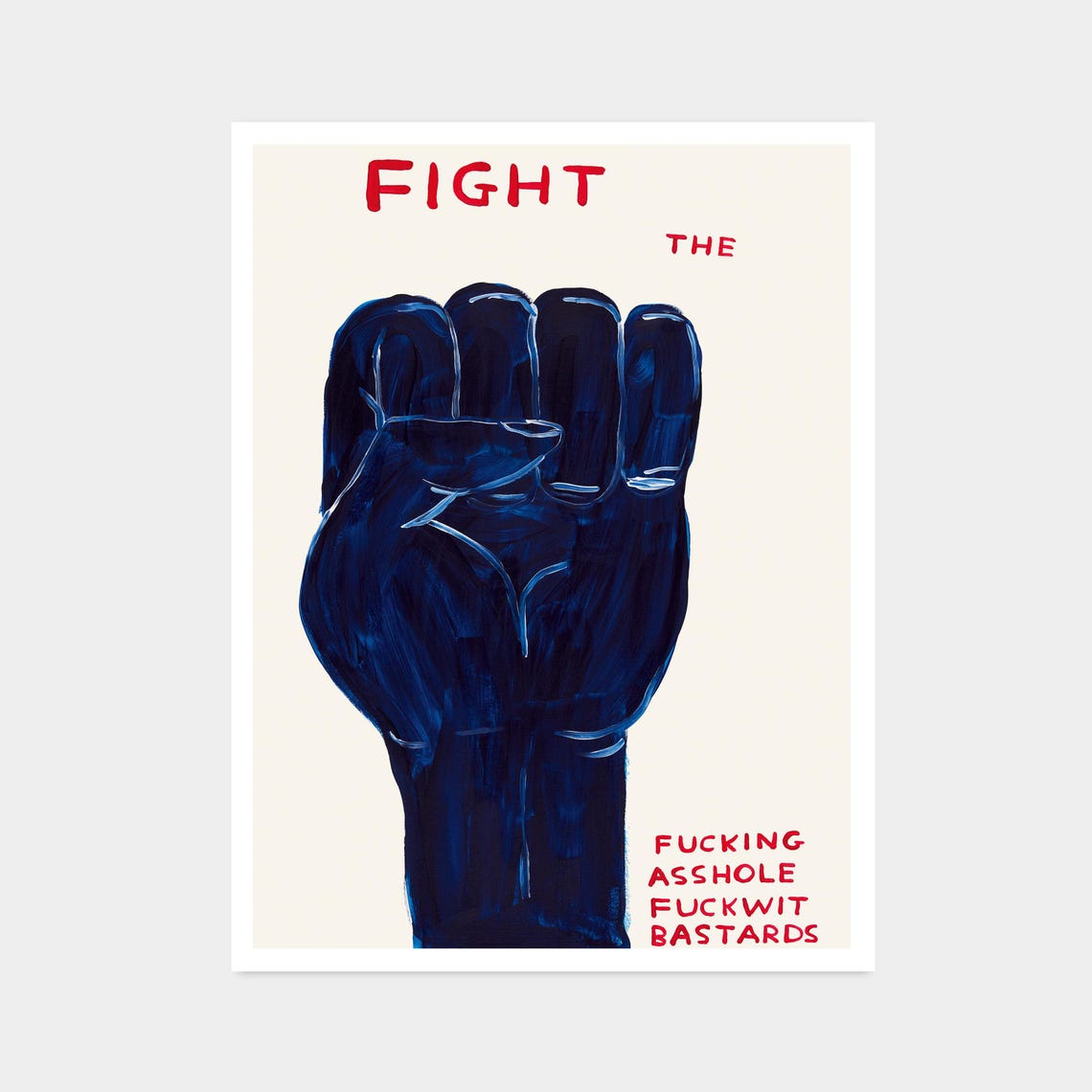 Fight Back Raised Fist Protest Painted Blue Rebel Punk Art Poster