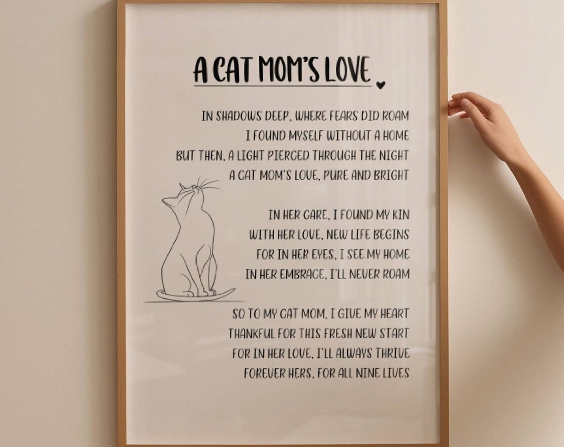 Cat Mom Poem Cat Lover Art Print, Home Decor