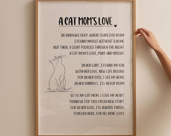 Cat Mom Poem Cat Lover Art Print, Home Decor