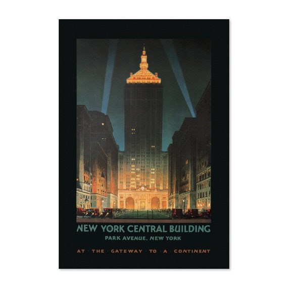 1930 New York Park Avenue Central Building Vintage Style Travel Poster Classic Collection Art Print For Gifts And Wall Art Dcor