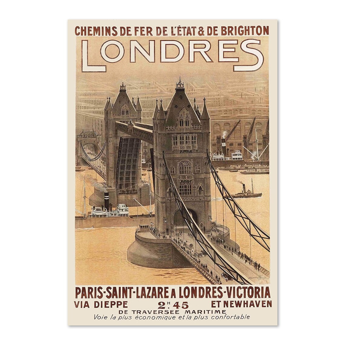 1920s London England Classic Paris To London Travel Poster