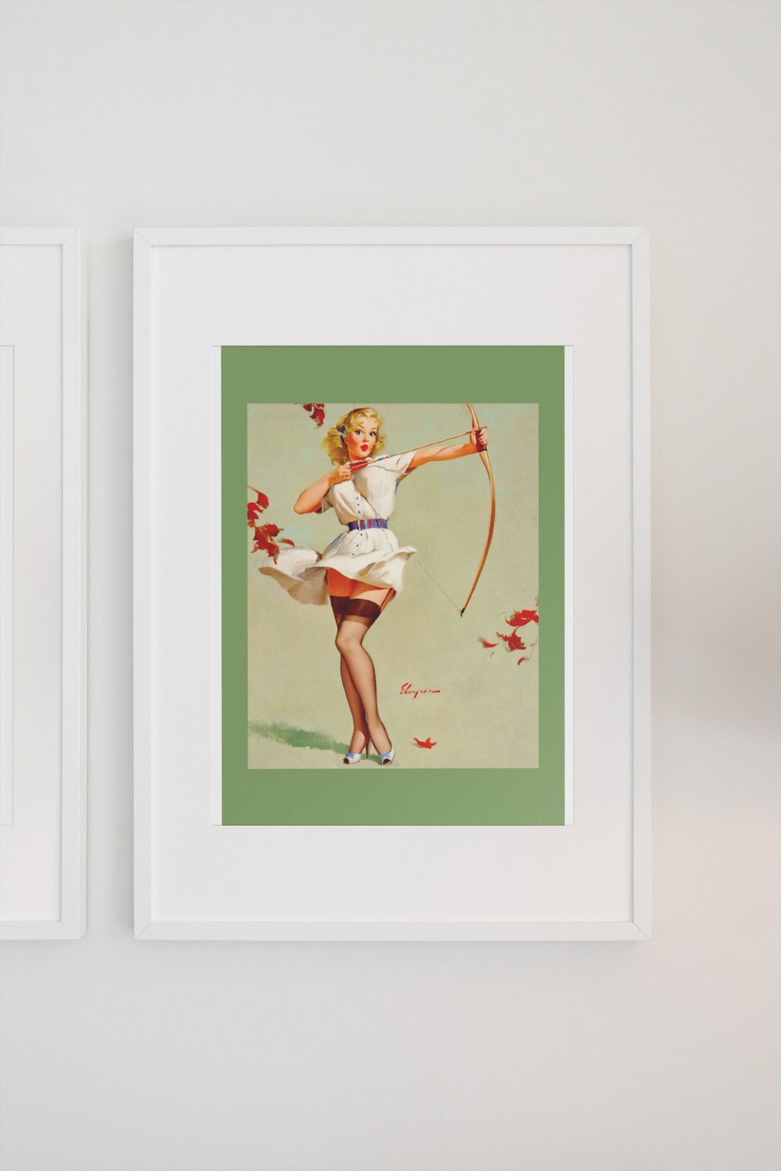 Gil Elvgren Aiming High Archery Bow Girl 1950s Pinup Art Poster - Image 3