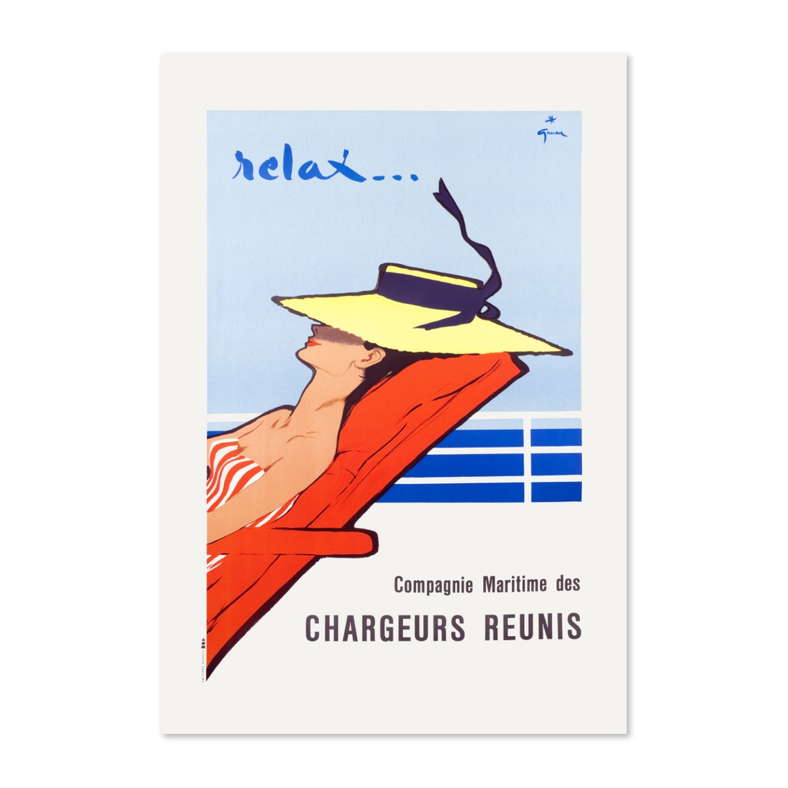 Chargeurs Reunis Relax Vintage French Maritime Cruise Poster