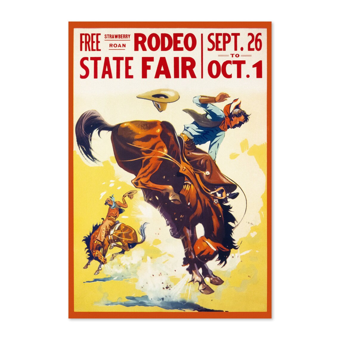 1930s State Fair Rodeo Poster, Vintage Western Art Print