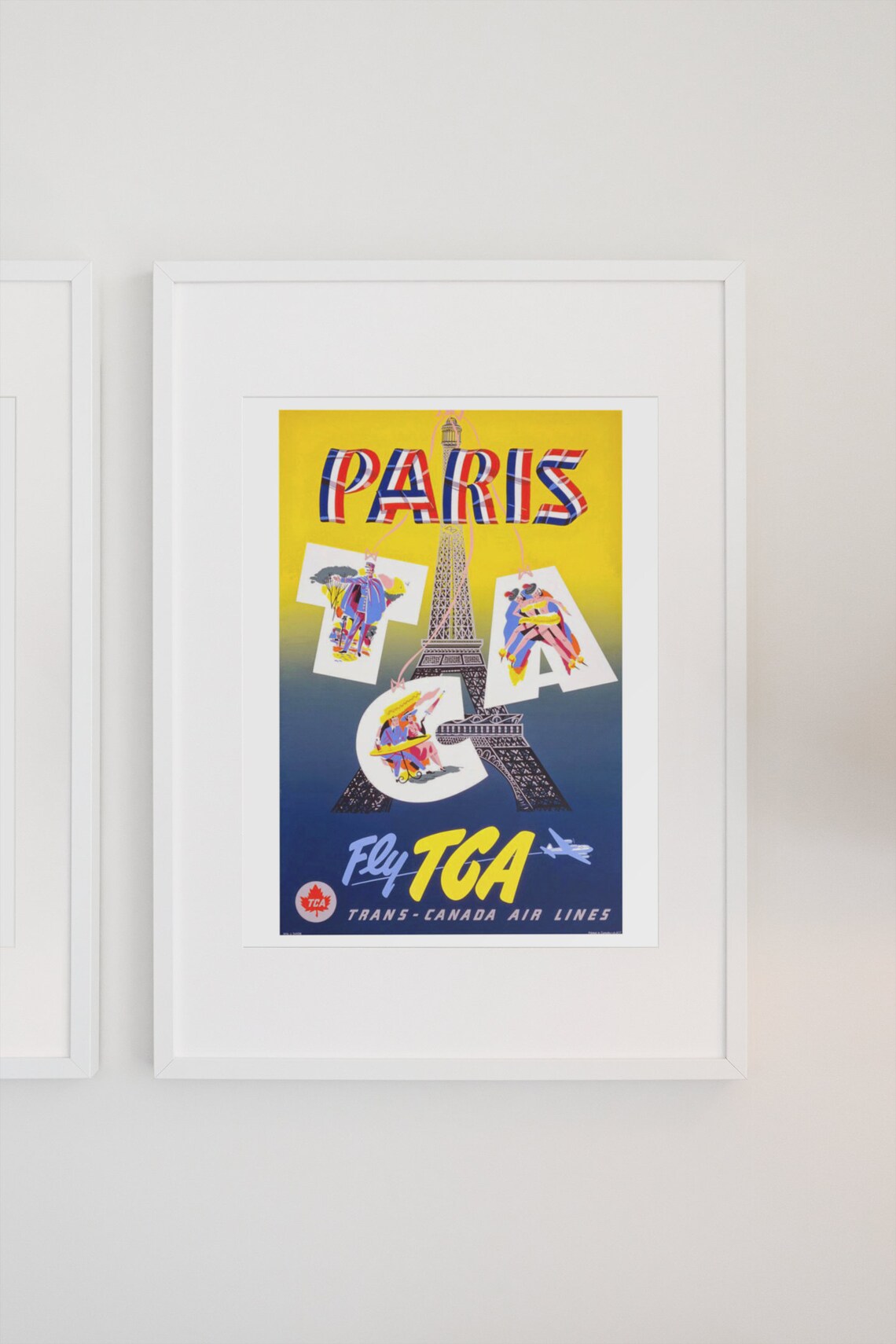 Paris Fly TCA Trans Canada Air Lines Vintage Airline Travel Poster - Image 3