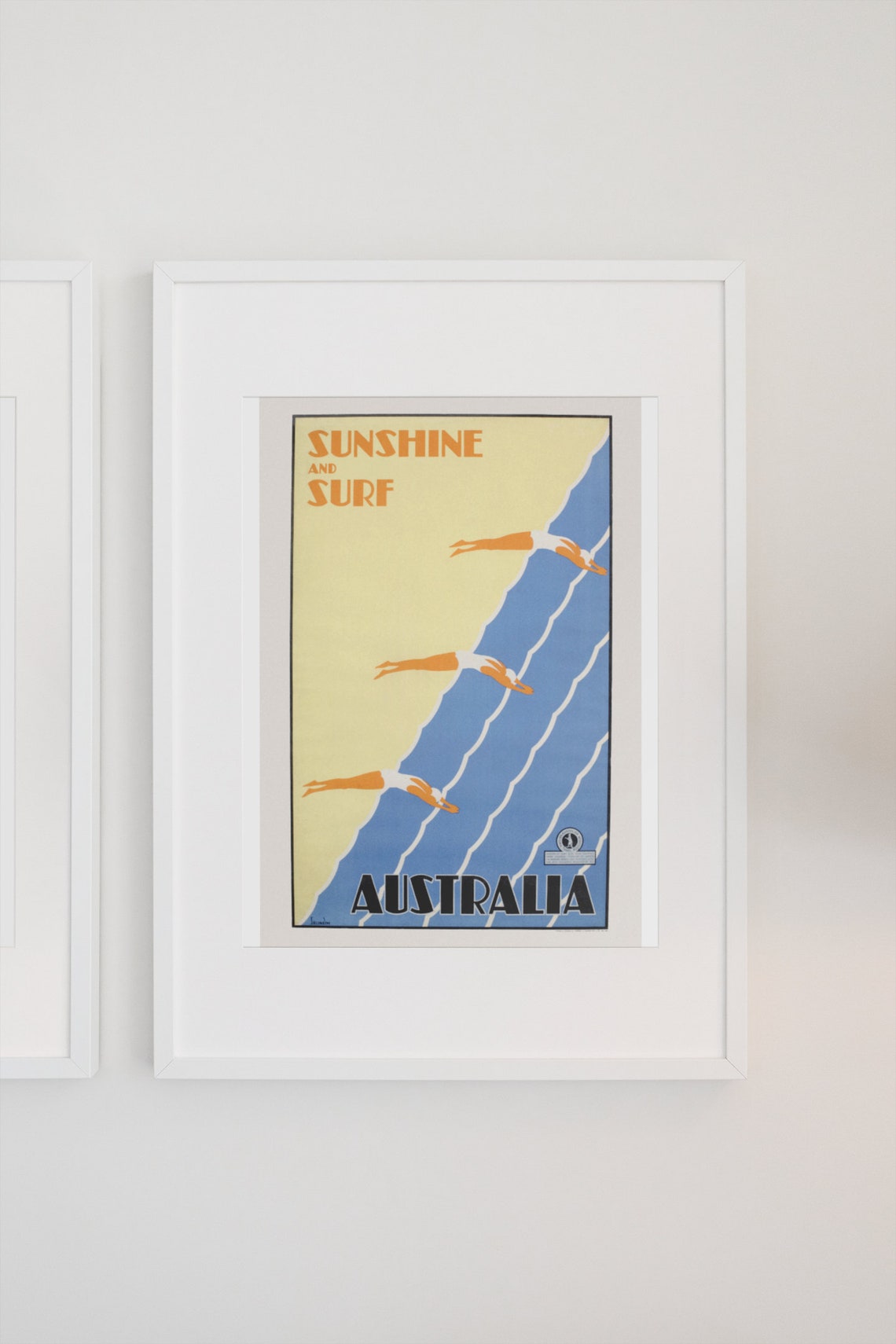 Sunshine and Surf Australia Art Deco Vintage Swimmers Poster - Image 3