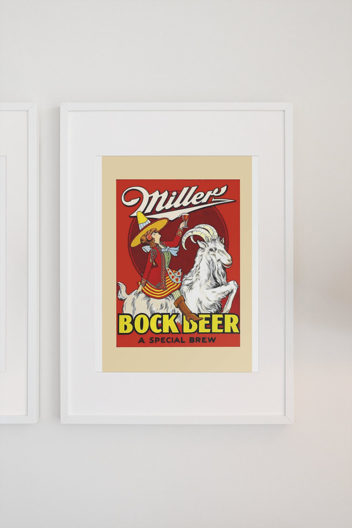 Miller Bock Beer Special Brew Vintage Mexican Goat Rider Poster - Image 3