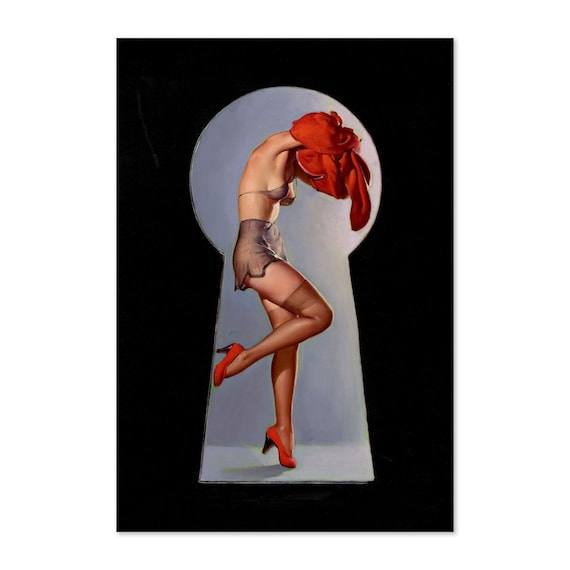 Keyhole Peek Lingerie Beauty Vintage Cheesecake Pin Up Poster