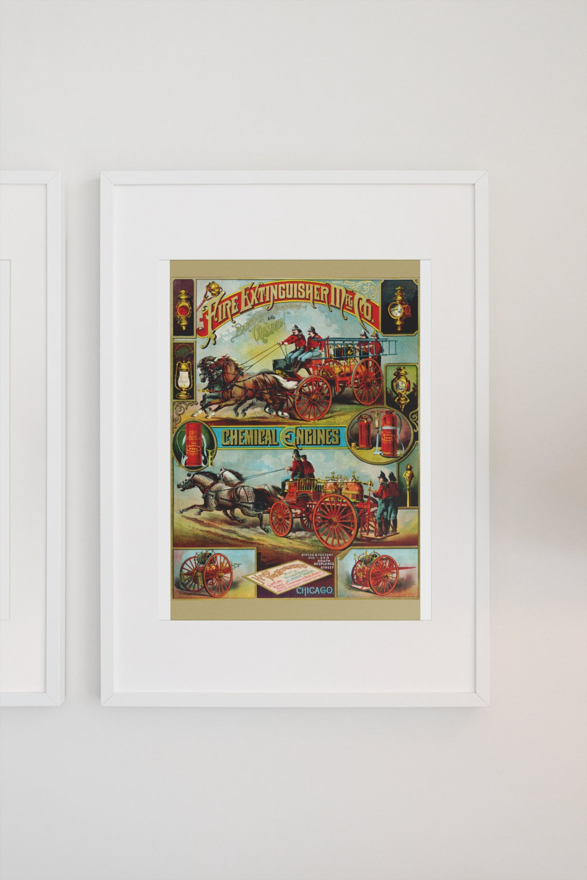 Fire Extinguisher Mfg Co Horse Drawn Chemical Engine Ad Poster - Image 3